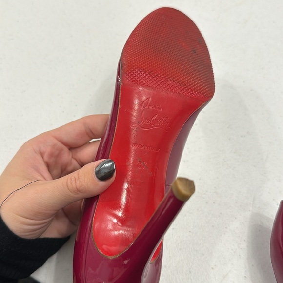 Christian Louboutin Cranberry Patent Leather Pumps - Picture 5 of 8